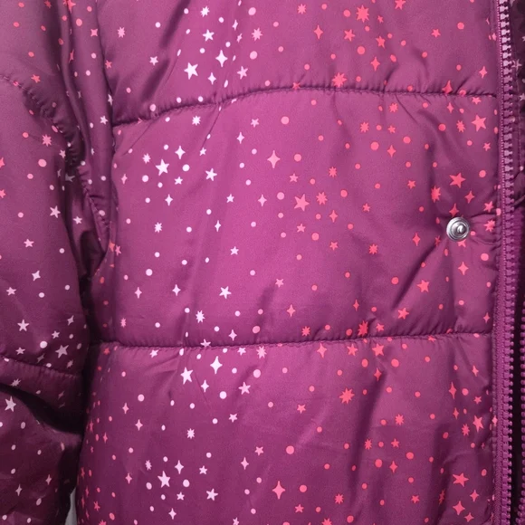 Cat & Jack Girl Magenta Star Print Heavyweight Puffer Winter Snow Jacket Sz XL - Picture 11 of 12